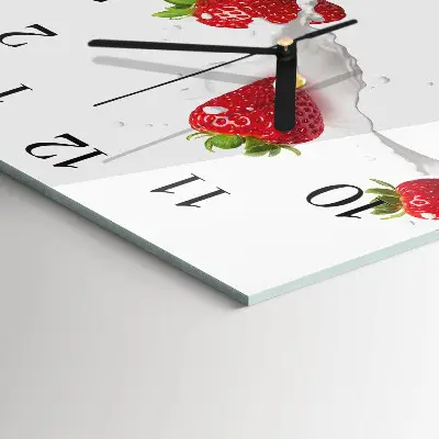 Moderne wandklok glas vierkant Aardbei