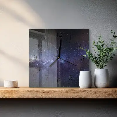 Moderne wandklok glas vierkant Melkwegstelsel