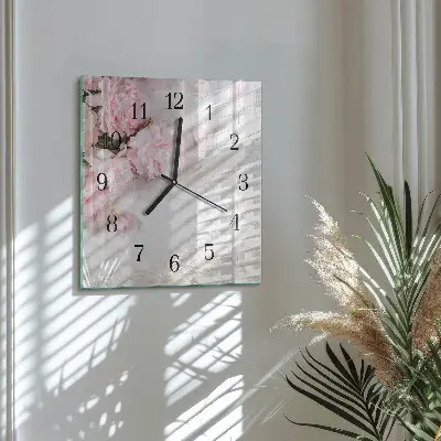 Vierkante glazen klok Bloemen