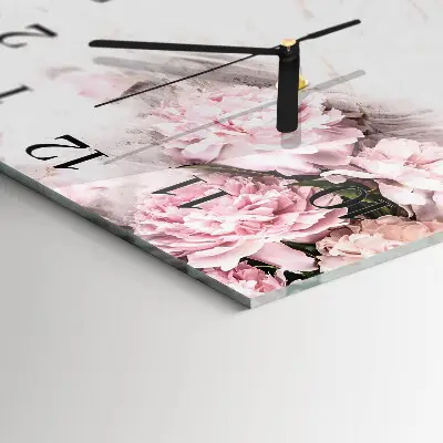 Vierkante glazen klok Bloemen