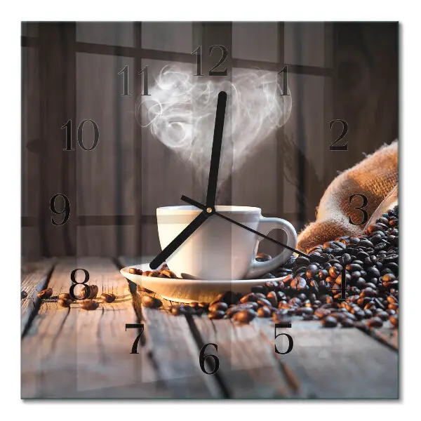 Decoratieve glazen klok vierkant Liefde voor koffie