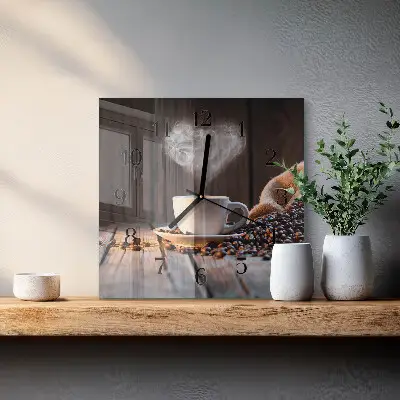 Decoratieve glazen klok vierkant Liefde voor koffie