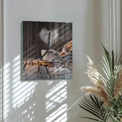 Decoratieve glazen klok vierkant Liefde voor koffie