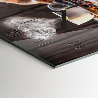 Decoratieve glazen klok vierkant Liefde voor koffie