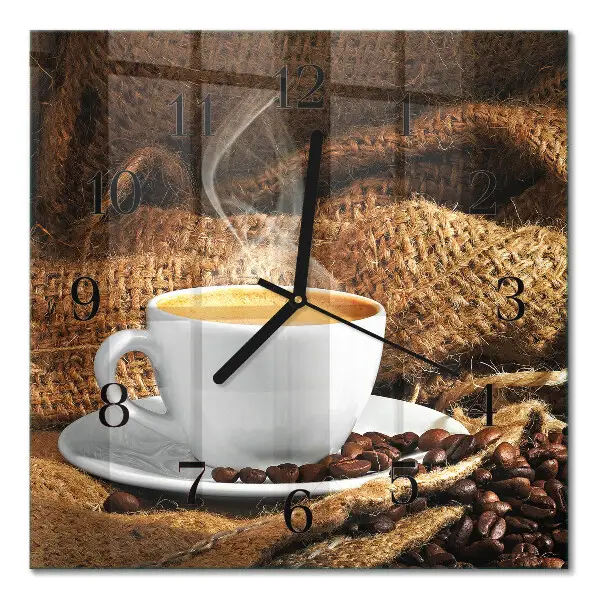 Vierkante glas klok Koffiebonen
