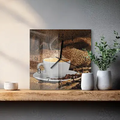 Vierkante glas klok Koffiebonen