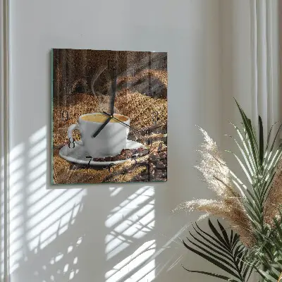 Vierkante glas klok Koffiebonen