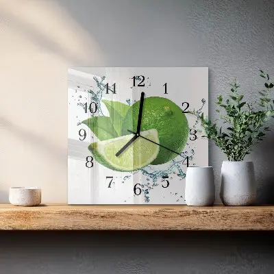 Moderne wandklok glas vierkant Calciumcarbonaat