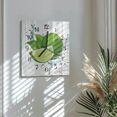 Moderne wandklok glas vierkant Calciumcarbonaat