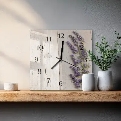 Moderne wandklok glas vierkant Lavendel