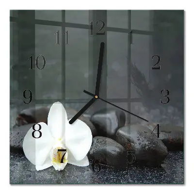 Decoratieve glazen klok vierkant Bloem en stenen