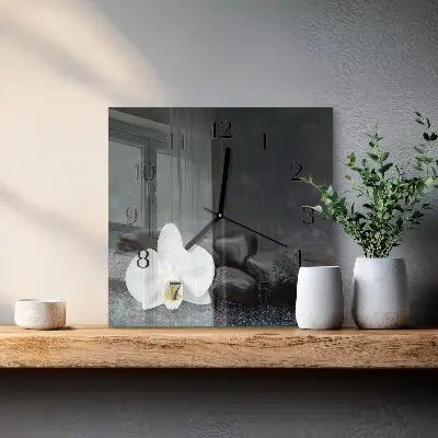Decoratieve glazen klok vierkant Bloem en stenen