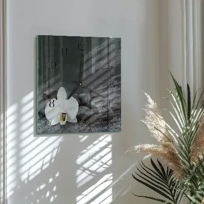 Decoratieve glazen klok vierkant Bloem en stenen
