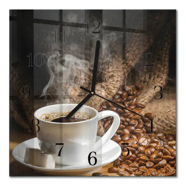 Vierkante glazen klok Koffie