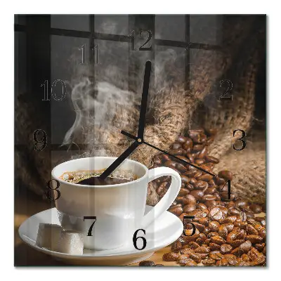 Vierkante glazen klok Koffie