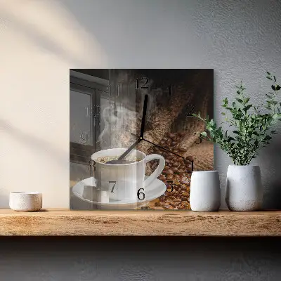 Vierkante glazen klok Koffie