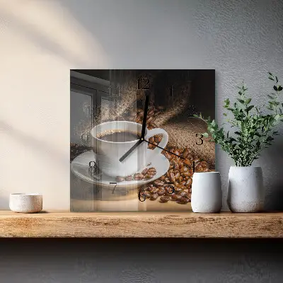 Decoratieve glazen klok vierkant Koffie