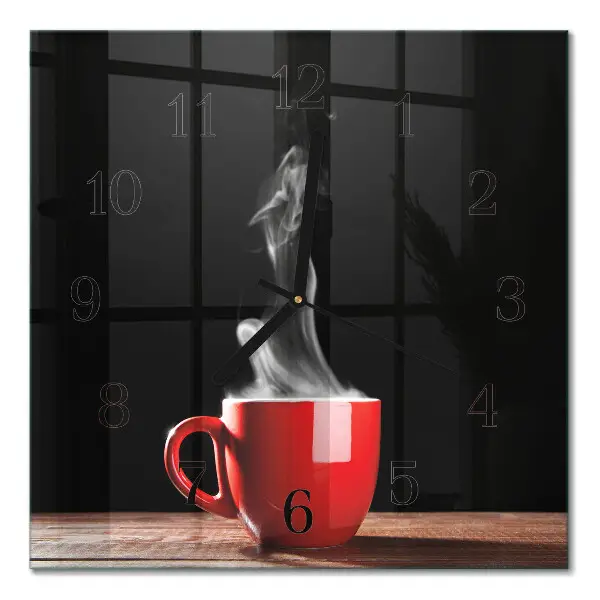 Decoratieve glazen klok vierkant Een kopje koffie