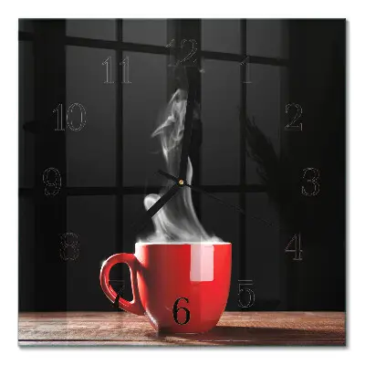 Decoratieve glazen klok vierkant Een kopje koffie