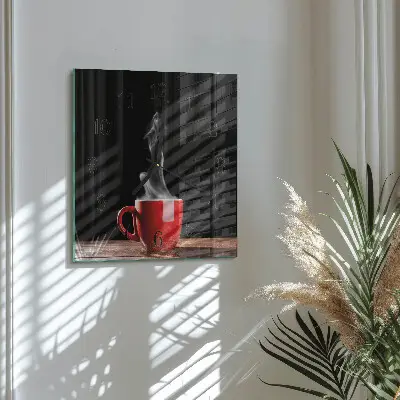 Decoratieve glazen klok vierkant Een kopje koffie
