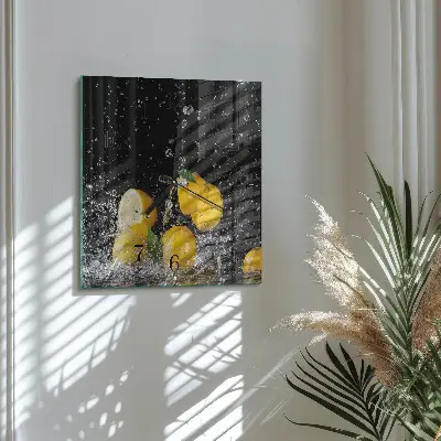 Decoratieve glazen klok vierkant Citroenen