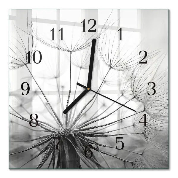 Moderne wandklok glas vierkant Paardebloem