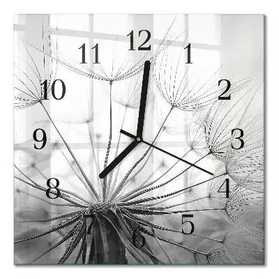 Moderne wandklok glas vierkant Paardebloem
