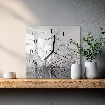 Moderne wandklok glas vierkant Paardebloem