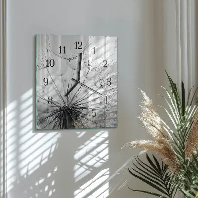 Moderne wandklok glas vierkant Paardebloem