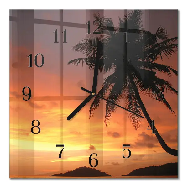 Vierkante glas klok Palm