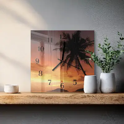 Vierkante glas klok Palm