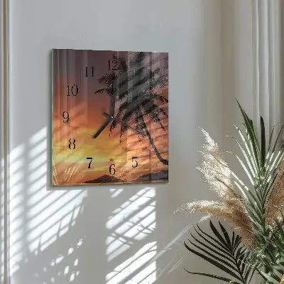 Vierkante glas klok Palm