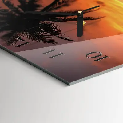 Vierkante glas klok Palm