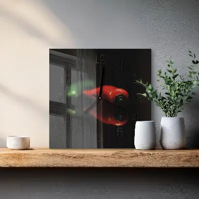 Vierkante glazen wandklok Peper
