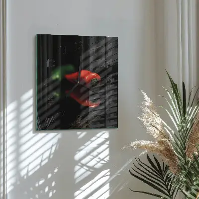 Vierkante glazen wandklok Peper