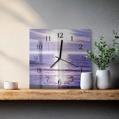 Moderne wandklok glas vierkant Zee