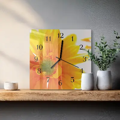 Vierkante glazen klok Bloem