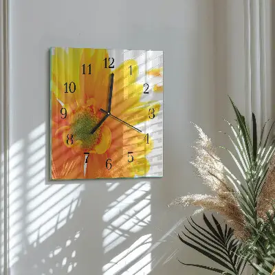 Vierkante glazen klok Bloem