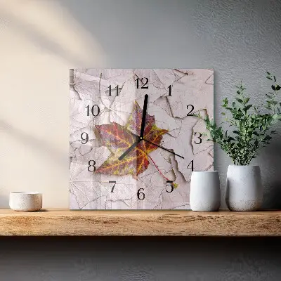 Vierkante glas klok Esdoornblad