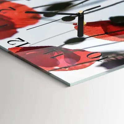 Moderne wandklok glas vierkant Papaver