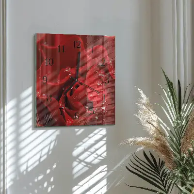 Vierkante glas klok Roos