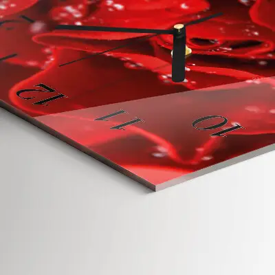 Vierkante glas klok Roos
