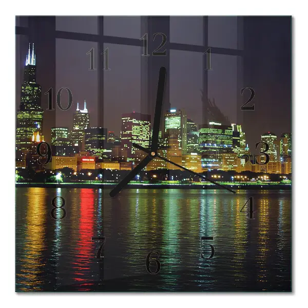 Moderne wandklok glas vierkant Horizon