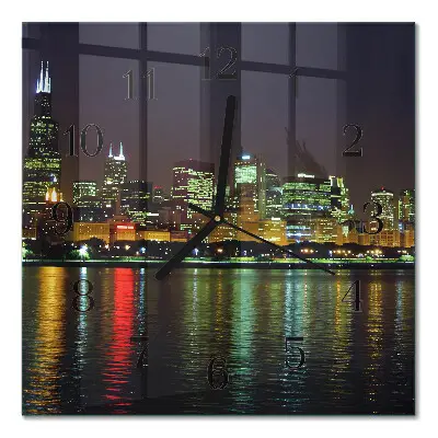 Moderne wandklok glas vierkant Horizon