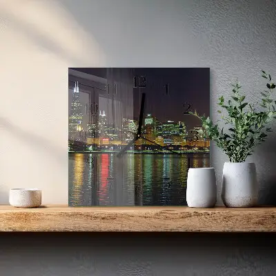 Moderne wandklok glas vierkant Horizon