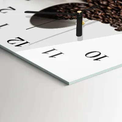 Vierkante glazen wandklok Een kopje koffie