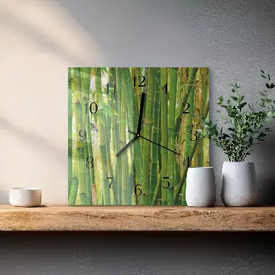 Moderne wandklok glas vierkant Bamboe