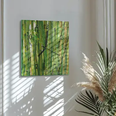 Moderne wandklok glas vierkant Bamboe