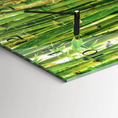 Moderne wandklok glas vierkant Bamboe
