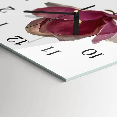 Vierkante glazen klok Magnolia bloem